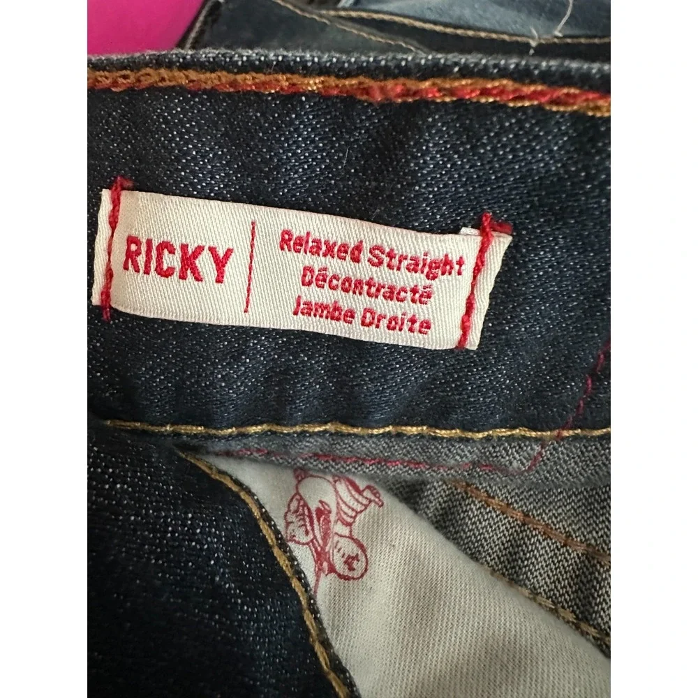 NWOT True Religion Dark Wash Ricky Relaxed Straight Leg Jeans 38 Men 41x34